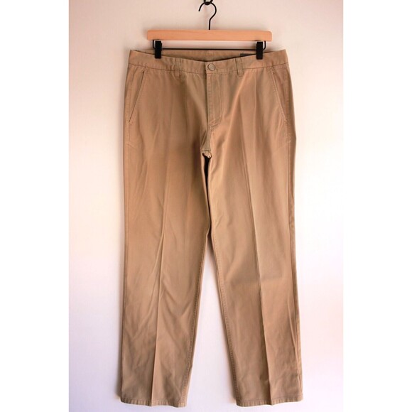 Bonobos Mens Pants Brown Flannel Lined Chino Flat Front Straight Leg Size 35x30 - Picture 1 of 11